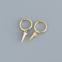 Silver Zircon Cone Hoop Huggies Earrings For Fashion Women Hiphop Fine Jewelry Geometric Accessories