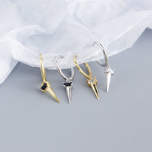 Silver Zircon Cone Hoop Huggies Earrings For Fashion Women Hiphop Fine Jewelry Geometric Accessories