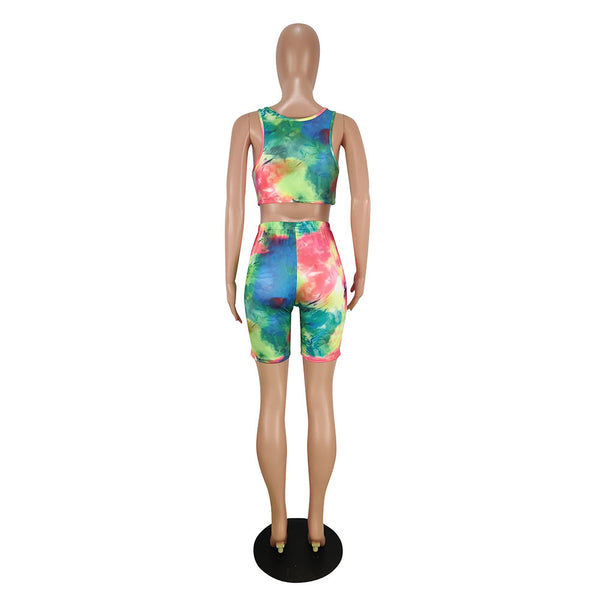 Two-piece tie-dye sportswear