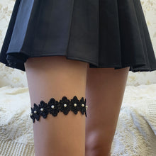 Black Lace Leg Flower Body Chain Women