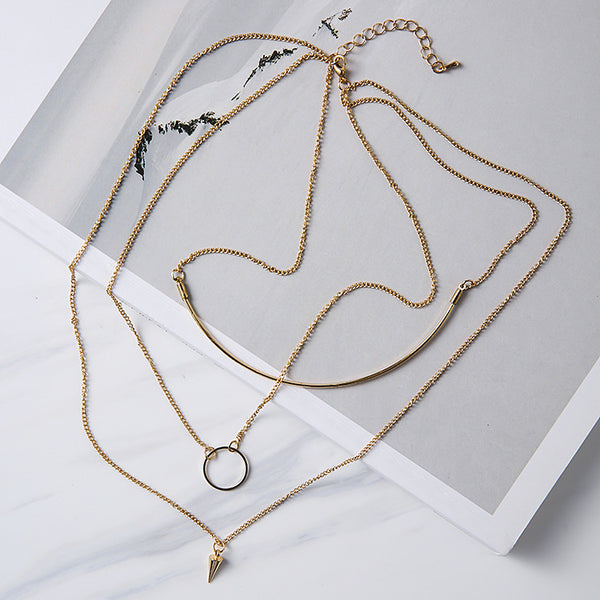 Korean Fashion Multideck Design Long Necklace Joker Simple Collarbone Kolye For Women Party Accessories