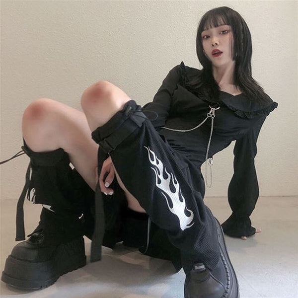 Subby Gothic Style Japanese Punk Medium Tube Footwear