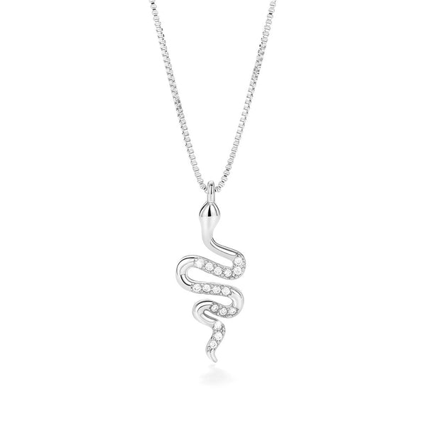 Fashion Lady Snake Pendant Necklace With Dazzling Zirconia Stylish Party Accessories Dainty Gift Animal Jewelry For Women Fashion Jewelry